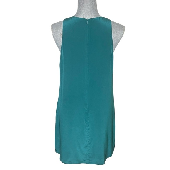 LAVENDER BROWN Solid Teal 100% Silk Zipper Print Dress size Small - Picture 4 of 13